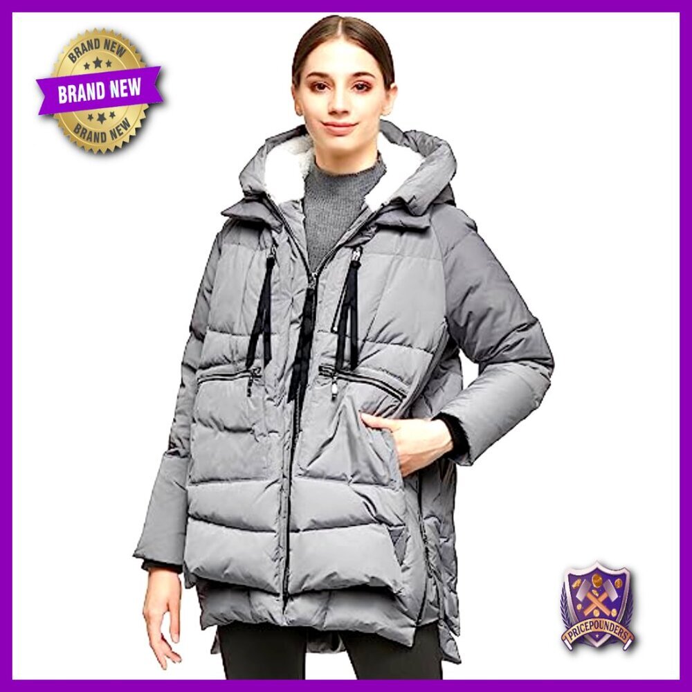 Thickened Down Jacket Oversized Chic Warm Winter Coat Fleece Hood Pockets - Picture 4 of 7